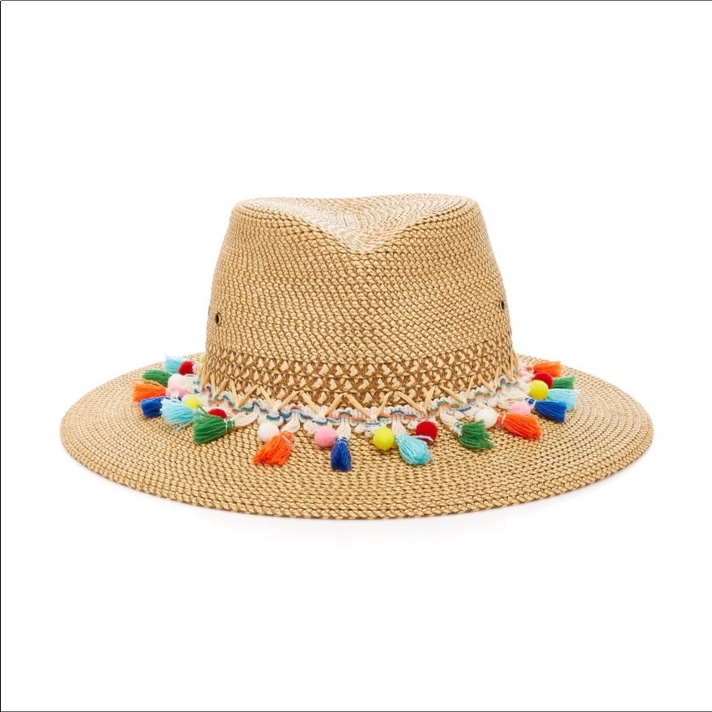 Eric Javits Bahia Sun Hat Rainbow Tassels